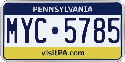 PA license plate MYC5785