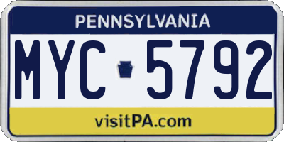PA license plate MYC5792