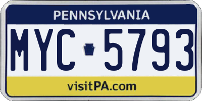 PA license plate MYC5793