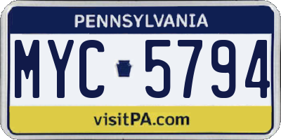 PA license plate MYC5794
