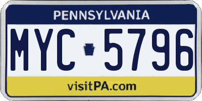 PA license plate MYC5796