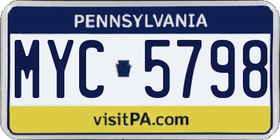 PA license plate MYC5798