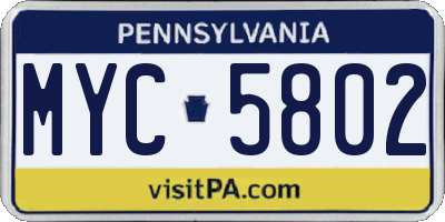PA license plate MYC5802