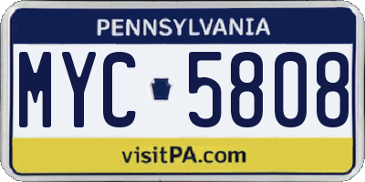 PA license plate MYC5808