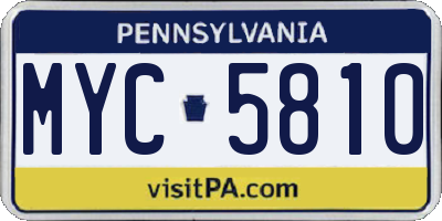 PA license plate MYC5810