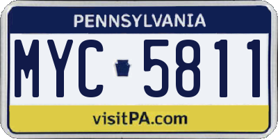 PA license plate MYC5811
