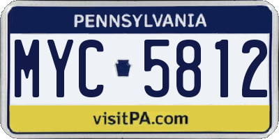 PA license plate MYC5812