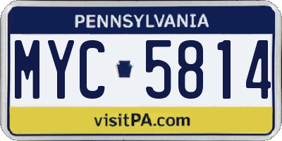 PA license plate MYC5814