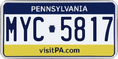 PA license plate MYC5817