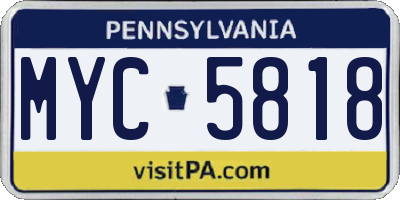 PA license plate MYC5818