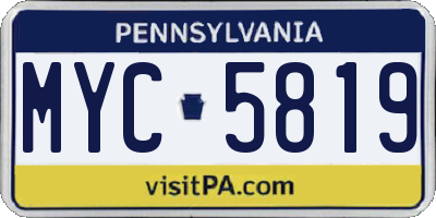PA license plate MYC5819