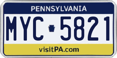 PA license plate MYC5821
