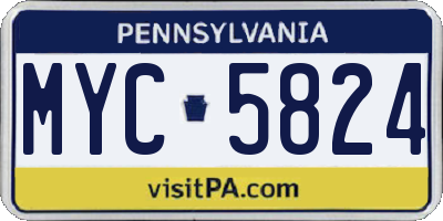 PA license plate MYC5824