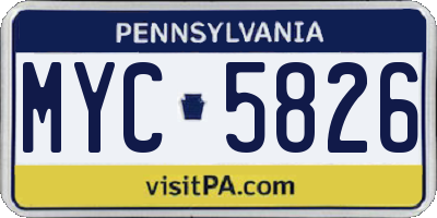 PA license plate MYC5826