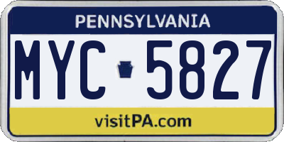 PA license plate MYC5827