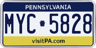 PA license plate MYC5828
