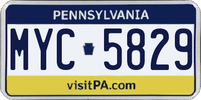 PA license plate MYC5829