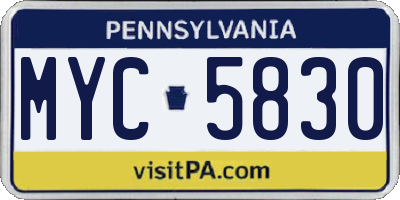 PA license plate MYC5830