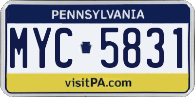 PA license plate MYC5831