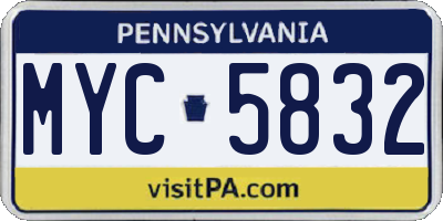 PA license plate MYC5832