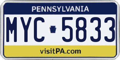 PA license plate MYC5833