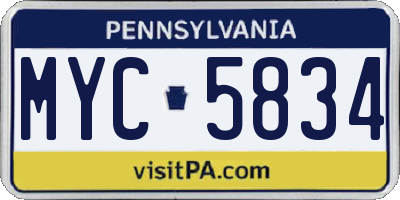 PA license plate MYC5834