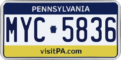 PA license plate MYC5836