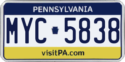 PA license plate MYC5838
