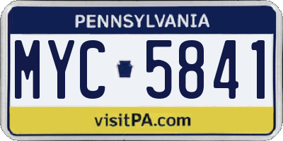 PA license plate MYC5841