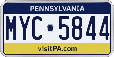 PA license plate MYC5844