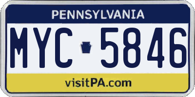 PA license plate MYC5846