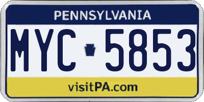 PA license plate MYC5853