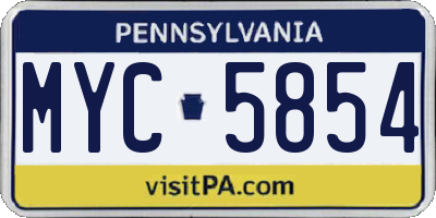 PA license plate MYC5854