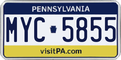 PA license plate MYC5855