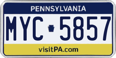 PA license plate MYC5857