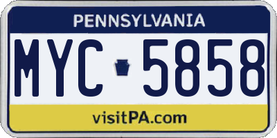 PA license plate MYC5858