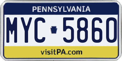 PA license plate MYC5860