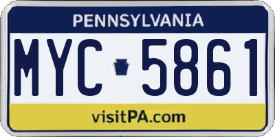 PA license plate MYC5861