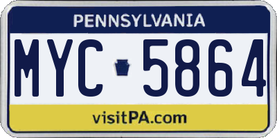 PA license plate MYC5864