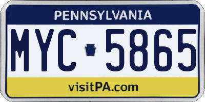 PA license plate MYC5865