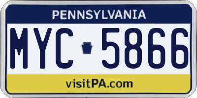 PA license plate MYC5866