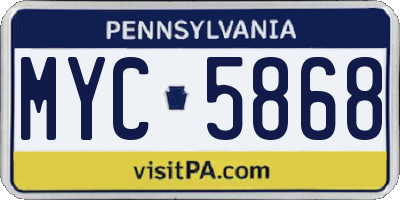 PA license plate MYC5868