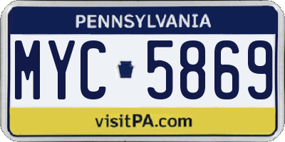 PA license plate MYC5869