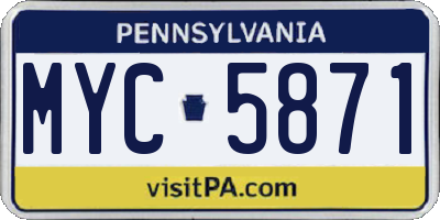 PA license plate MYC5871