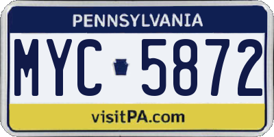 PA license plate MYC5872