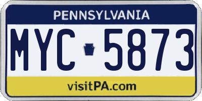 PA license plate MYC5873