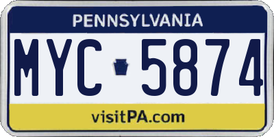 PA license plate MYC5874