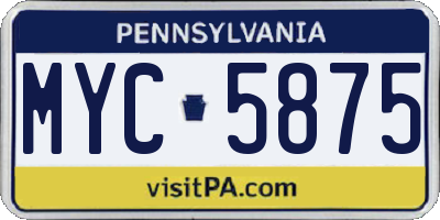 PA license plate MYC5875