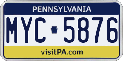 PA license plate MYC5876