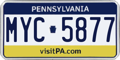 PA license plate MYC5877
